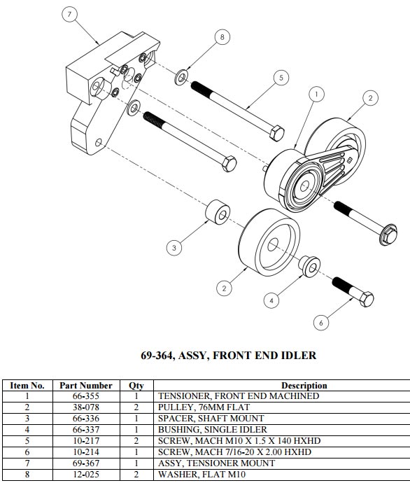 idler pulley 69-364 for clutch drive truckmount