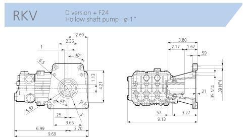 AR Pump RKV35G30AD-24 Industrial Replacement Pressure Washer 3.5 gpm 3000 psi 3400 rpm Industrial Replacement Pressure Washer Triplex Plunger Pump