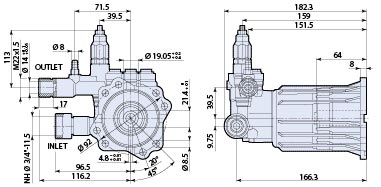 AR Pump RMW25G25D-PKG Pump Axial Radial 2.5gpm 2500psi 3400 rpm For 7/8 inch Shaft 8.702-541.0  Medium Duty Axial Radial Plunger Pump RMV Series