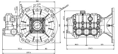AR Pump RRA3G30E-F17 Replacement Industrial Triplex Ceramic Plunger Pressure Washer 3 gpm 300 psi 1750 rpm
