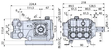AR Pump RRA55G30N Industrial Replacement Pressure Washer Triplex Ceramic Plunger 5.5 gpm 3000 psi 1750 rpm