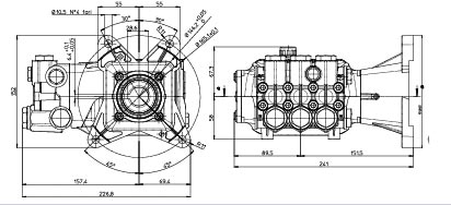 AR Pump RRV4G40HD-F24 Replacement Industrial Triplex Ceramic Plunger Pressure Washer 4 gpm 4000 psi 3400 rpm