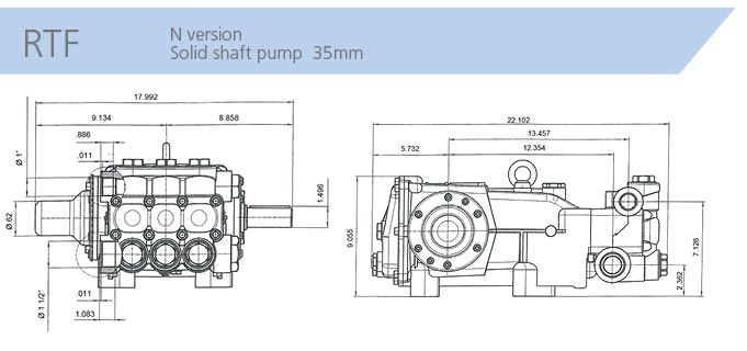 AR Pump RTF150N 40 gpm 1500 psi 800 rpm Industrial Pressure Washer