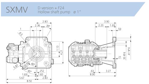 AR Pump SXMV3G40D-F24 Replacement Pressure Washer Triplex Plunger 3 gpm 4000 psi 3400 rpm