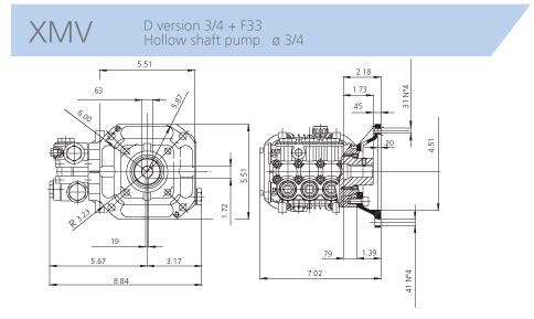 AR Pump XMV35G25D-F33 Replacement Pressure Washer Pump 35 gpm 2500 psi 3400 rpm  Industrial Pressure Washer Triplex Plunger