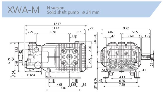 AR Pump XWAM7G40N 5.5 gpm 4000 psi 1750 rpm Industrial Replacement Pressure Washer Triplex Plunger Pump