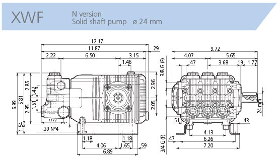 AR Pump XWF36.17N 6.87 gpm 2500 psi 1000 rpm Industrial Pressure Washer Industrial Replacement Triplex Plunger Pump