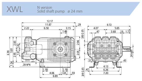 AR Pump XWL42.15N 11.09 gpm 2200 psi 1450 rpm Industrial Pressure Washer  Replacement Triplex Plunger Pump