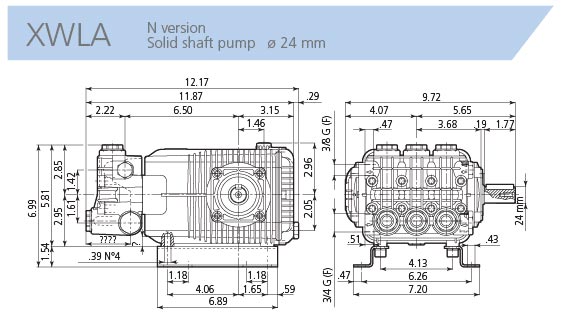 AR Pump XWLA13G15N 13 gpm 1450 psi 1750 rpm Industrial Pressure Washer  Replacement Triplex Plunger Pump