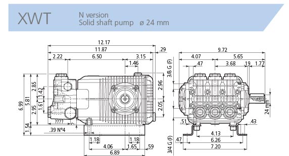 AR Pump XWT21.18N 5.5 gpm 2900 psi 500 rpm Industrial Pressure Washer Industrial Triplex Plunger Pump
