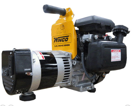 The WINCO W3000H "Lil Dog" was designed to be light weight and ergonomic so the generator can be easily moved around on the jobsite
