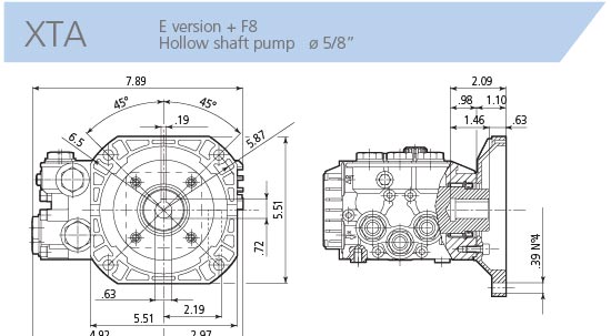 AR Pump XTA2G22E-F8 Triplex Plunger Pressure Washer 2.11 GPM 1800 PSI 5/8" Shaft