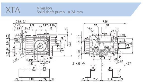 AR Industrial Replacement Pressure Washer Triplex Plunger Pump XTA3G22N 3 gpm 22 psi 1750 rpm