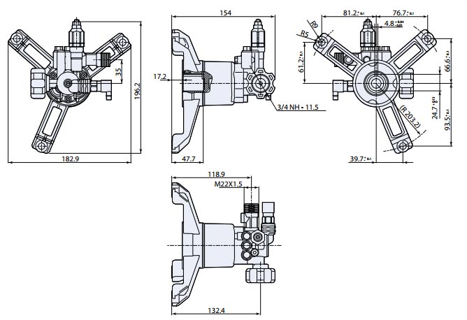 D version Hollow shaft pump AR Pump RPV2g19d vertical 1900 PSI 382 series
