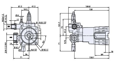 AR Pump RQV25G30D-EZ 2.5 gpm 3000 psi 3/4 shaft bolt replacement pump 