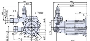 AR Pump RMV2G25D replacement pressure power pump 2 gpm 2500 PSI 3400 rpm 284 series max temp 140