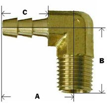 thumbnail interactive-video image 1 of PAKA TOOLS Brass Hose Barb Reducer – 3/8" NPT To 3/8" Barb, 90 Degree Elbow, 5 Pieces 1 of 3