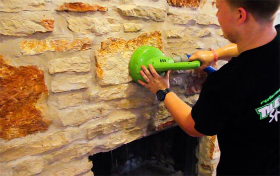 stone fireplace cleaning