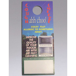Nikro 860439 Door Knob Hangers Achoo Ideal for canvassing targeted neighborhoods. Lets potential customers know who to call to improve the quality of their indoor air.