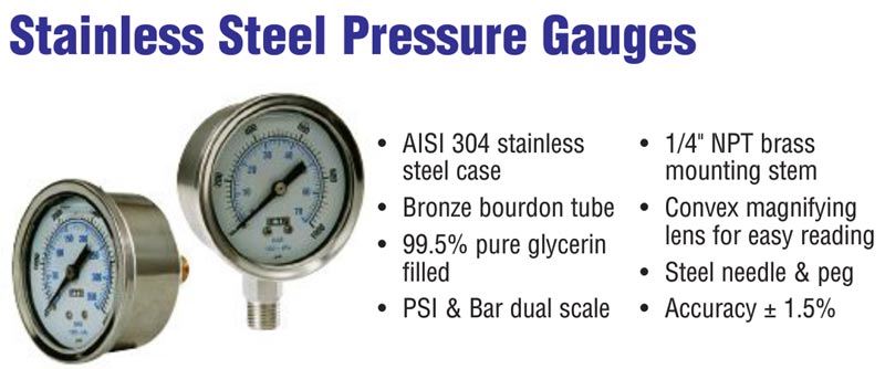 pressure guages stainless steel