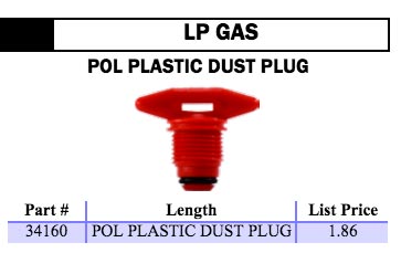 LP gas propane bottle dust plug plastic