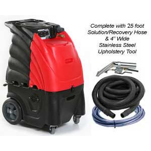Sandia 80-4000-H SNIPER 12 GALLON INDY AUTOMOTIVE EXTRACTOR WITH HEAT Ideal for any detailing job and great for rental units. The heated unit works off only one power cord, making it easier for use in locations with limited power source options. Fastest soil pick-up with high CFM airflow. A durable pump delivers heated extracting solution into the carpet. The powerful vacuum motors recover the spent solutions and soil. Includes convenient waist-high controls for easy operation with no bending or lifting. Non-skid, non-marking 10-inch wheels for easy stair climbing. Includes an in-line heater that lets you extract with 200 degrees Fahrenheit solution