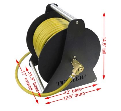 RHG 70009-150 Tucker Hand Carry Hose Reel w/ 150ft of 3/8in ID Yellow Spot Free Hose