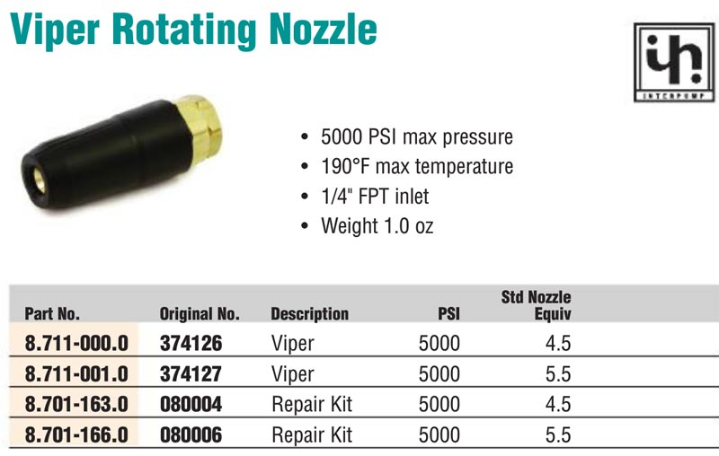 general pump viper rotating laser turbo nozzle 4.5