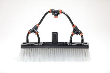 RHG T-12HY-LT-PP Tucker Water Fed Brush │ Dual Trim - Boar and Nylon Bristle Hybrid - 4 Pencil Jets Standard Size 11in x 3in