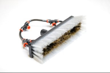 RHG T-12HY-LT-PP Tucker Water Fed Brush │ Dual Trim - Boar and Nylon Bristle Hybrid - 4 Pencil Jets Standard Size 11in x 3in