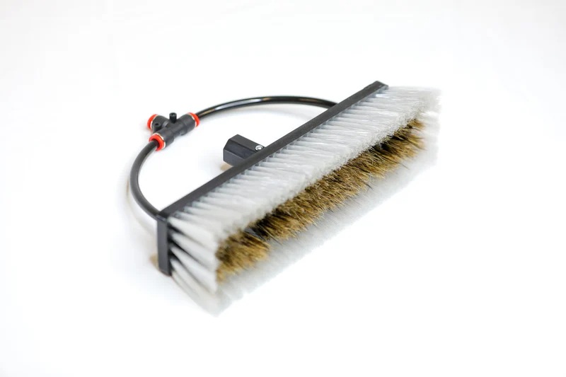 RHG T-12HY-LT Tucker Water Fed Brush โ Dual Trim - Boar & Nylon Bristle Hybrid - 2 Pencil Jets 11in x 3in