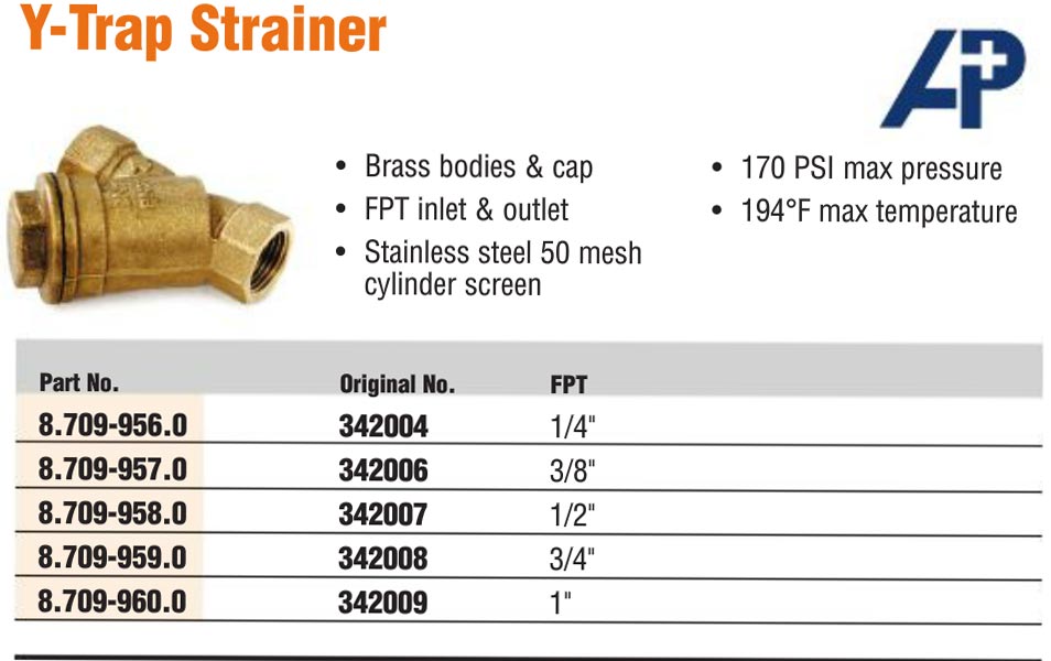 brass 3/4 y type filter strainer trap
