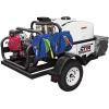 NorthStar 157595 Trailer Mounted Hot Water Commercial Pressure Washer 4000 PSI 4.0 GPM Honda Engine 200 Gal Water Tank Forklift Unload Wire Transfer Only