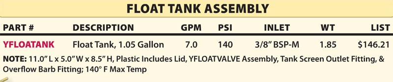 pressure pro float tank assembly