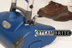 turn on by lowering handle scrubbing machine carpet