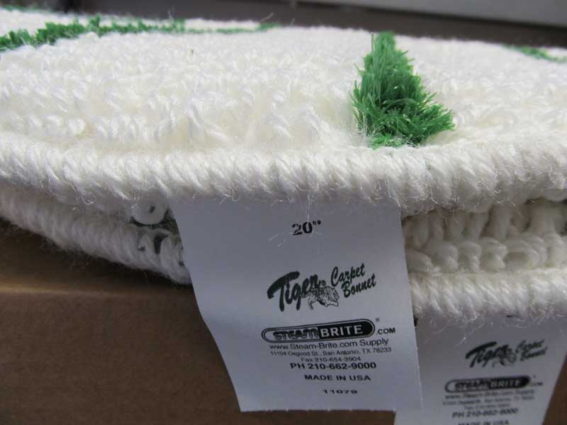 Steam Brite 20 Rotary Yarn Bonnet Lo Prof With Agitation Stripes Tiger Carpet Cleaning Pad