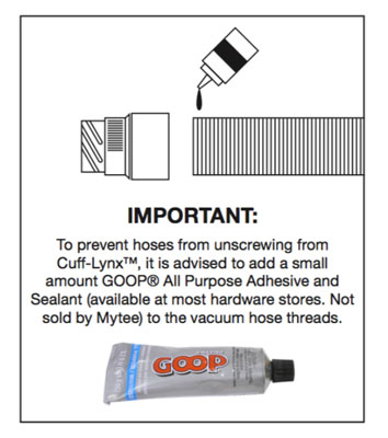 how to glue mytee hose lynx to vacuum hose