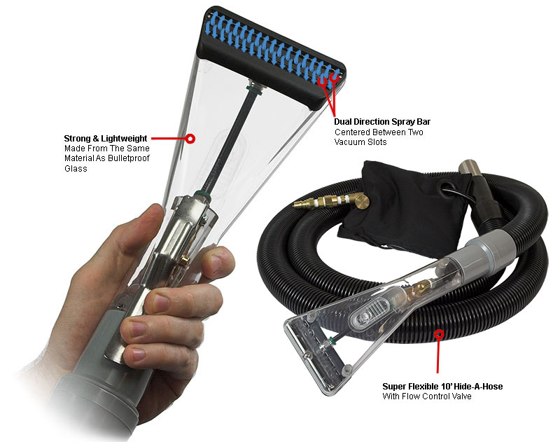 Rotovac Demo R-VAC-SHEAR ShearDry Upholstery Hand Wand Internal Spray Bi-directional Cleaning CLEAR Tool