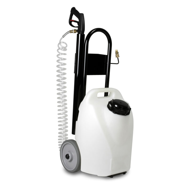 Front Left View Stain Out System 71-201 Emperor 5 Gallon Electric Sprayer 100PSI 120V With Wheels Freight Included