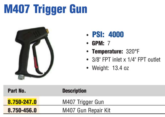 M407 trigger gun for pressure washing