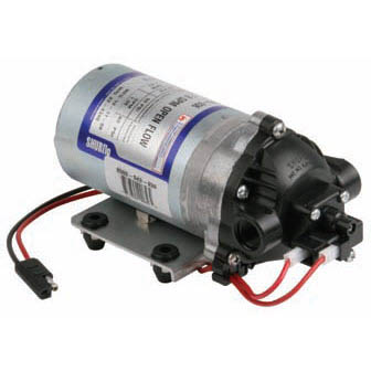 MODEL NUMBER: 8000-543-936 PUMP DESIGN: Positive Displacement 3 Chamber Diaphragm Pump CHECK VALVE: (1-Way Operation) Prevents Reverse Flow CAM: 3.0 Degree MOTOR: Permanent Magnet, P/N 11-111-04 (with Special Connector) VOLTAGE: 12 VDC Nominal PRESSURE SWITCH: Adjustable Shut-Off (Range 40-60 PSI) Factory Set @ 60 PSI, Turn On 45 PSI 5 PSI LIQUID TEMPERATURE: 170 Degrees Fahrenheit (77 Degrees Centigrade) Max. PRIME: Self-Priming Up To 5 Ft. Vertical, Max. Inlet Pressure 30 PSI (2.1 Bar) PORTS: 3/8"-18 NPT Female MATERIAL OF CONSTRUCTION: PLASTICS- Polypropylene VALVES- Viton DIAPHRAGM- Santoprene FASTENERS- Zinc Plated Steel NET WEIGHT: 4.1 Lbs (1.9 Kg) DUTY CYCLE: Continuous (See Temperature Rise Chart) TYPICAL APPLICATIONS: Agricultural Spraying