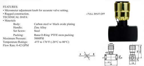 carpet cleaning high pressure needle valve