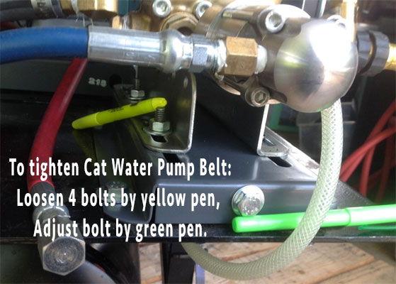 Truckmount cat water pump belt adjustment