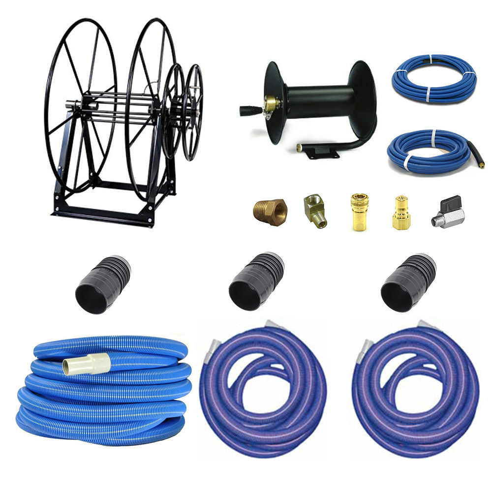 Truckmount Live Reel System Triple Reel with Hoses - Sbm68025 C - Hose Reels  - Parts & Accessories
