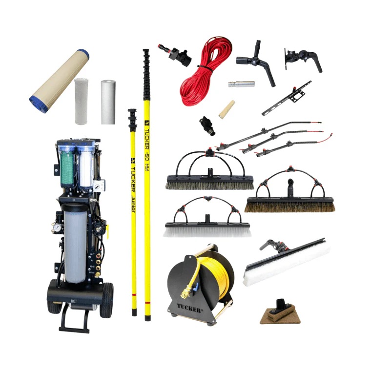 RHG T-ULTIMATE-C-50 Tucker ULTIMATE Commercial Kit 50' w/ Max Output, Hose Reel, ECO-50 and Junior Water Fed Poles, and Assorted Brushes/Accessories