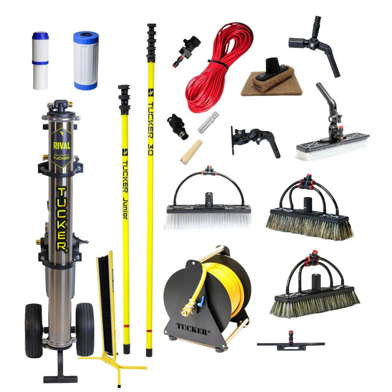 RHG T-ULTIMATE-KIT-RES-SC Tucker ULTIMATE Residential Kit w/ Rival V-2, Hose Reel, ECO-30 and Junior Water Fed Poles, Screen Cleaner, and Assorted Brushes/Accessories