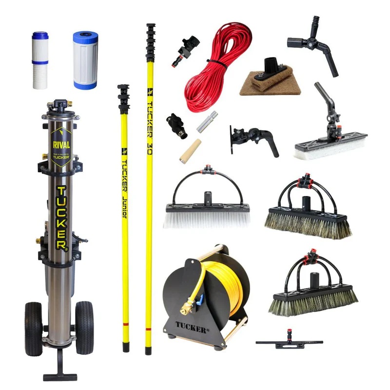 RHG T-ULTIMATE-KIT-RES Tucker ULTIMATE Residential Kit w/ Rival V-2, Hose Reel, ECO-30 and Junior Water Fed Poles, and Assorted Brushes/Accessories