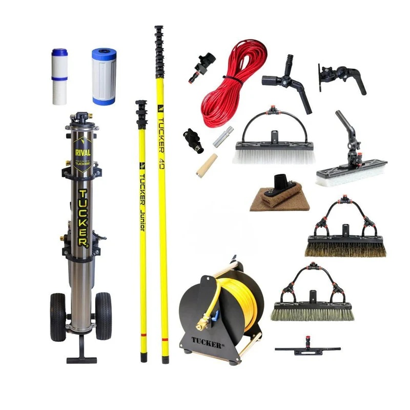 RHG T-ULTIMATE-KIT-RES-40UGK Tucker ULTIMATE Residential Kit w/ Rival V-2, Hose Reel, ECO-40 and Junior Water Fed Poles, and Assorted Brushes/Accessories
