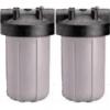 Hydrotek 20140131, Anti Scale Water Treatment Dual Filter Housings, 1inch Fip Mounting Brackets, 10 Micron Wrench